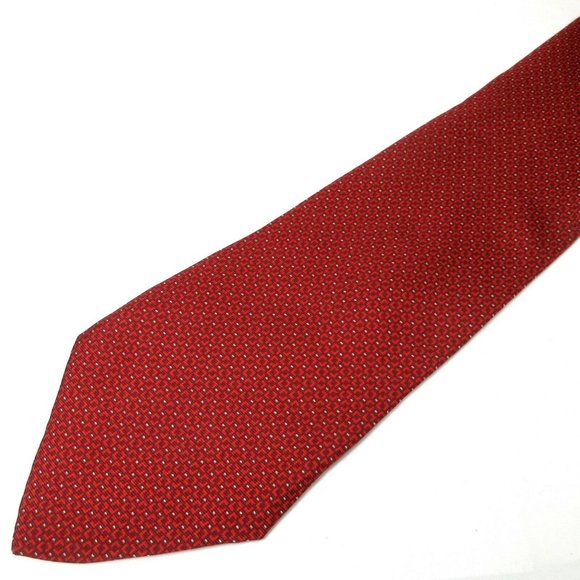 Vintage Tommy Hilfiger Red Tie with Geometric Graphics & Pin Dots 62" x 3.75" - Picture 2 of 5